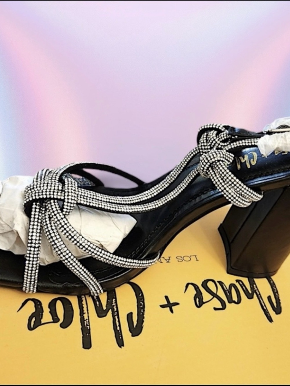 Black and Silver Rhinestone Heels Chase and Chloe  Size 7.5 NWT New in Box